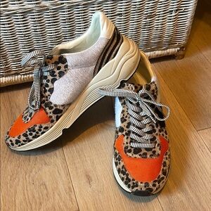 Oasis Leopard Print and Orange Sneakers